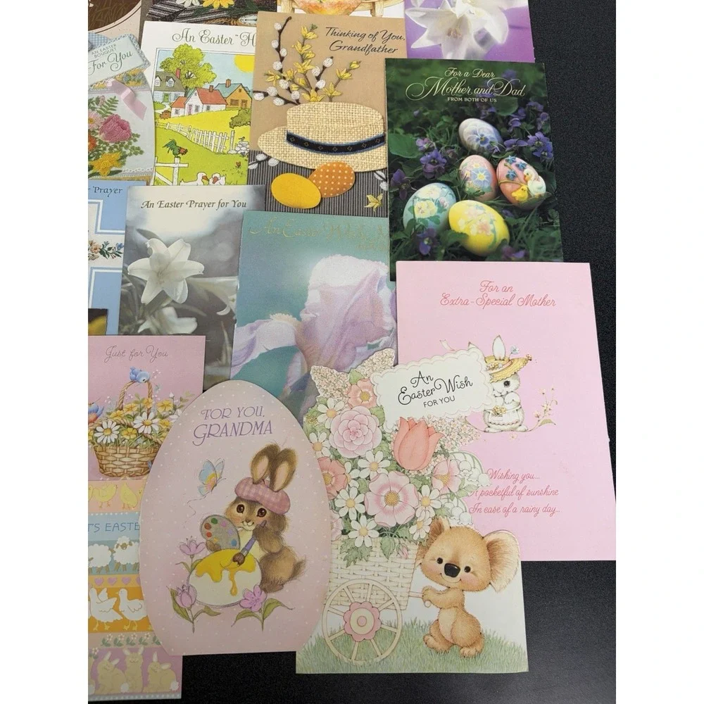Vintage Easter Greeting Cards Fronts ONLY Scrapbooking Crafts Lot of 50+ Bunnies